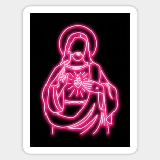 Pink Neon Jesus Sticker